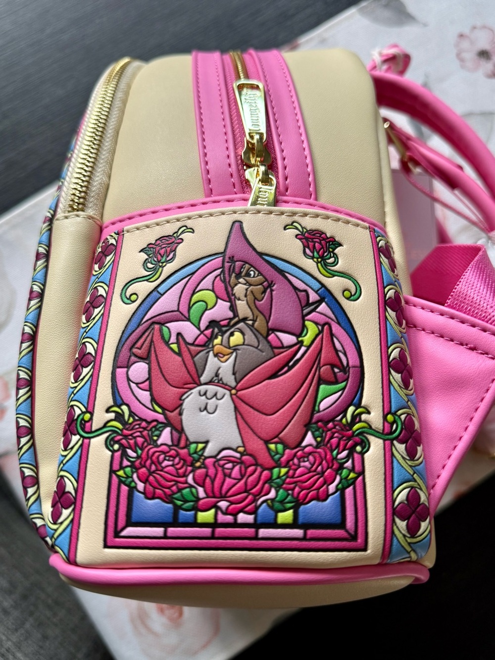 Loungefly Pink and Cream Aurora Stained-Glass Mini Backpack - Picture 5 of 15